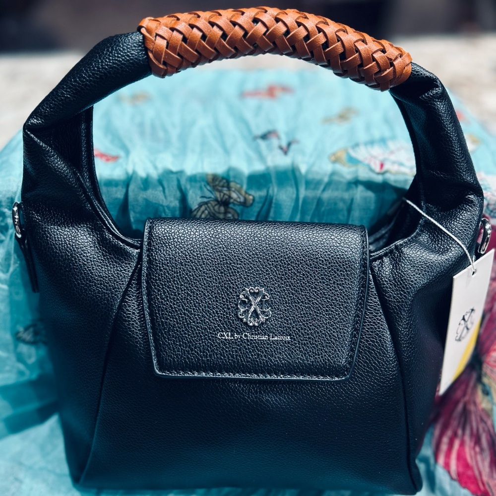 NWT CXL Christian Lacroix Cora Black Top Handle Hobo Designer Crossbody Bag